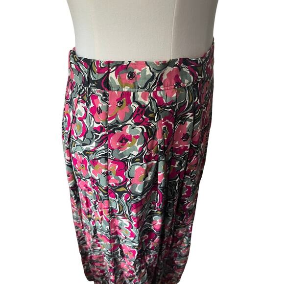 Pendleton Vintage Floral Pleated Rayon Midi Skirt Black‎ Pink USA Size 8 - Picture 3 of 7